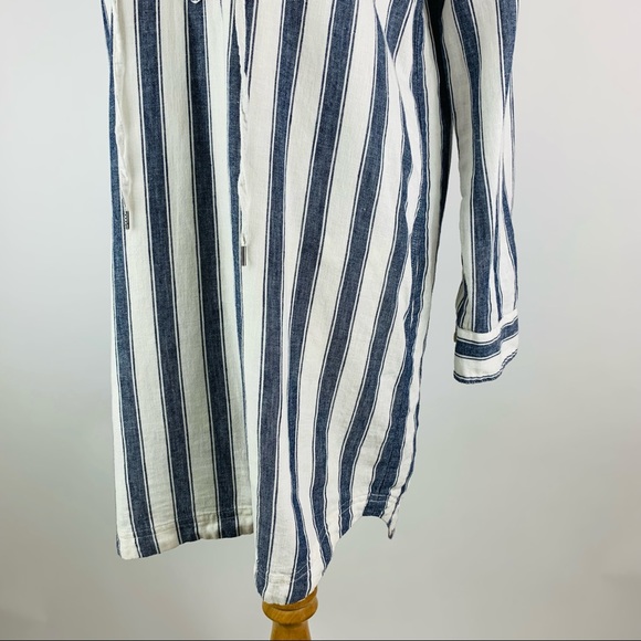 Madewell Striped Lace Up Linen Blend Shirt Dress S - Picture 8 of 12